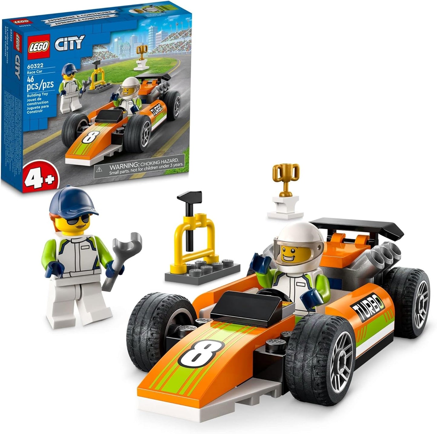 LEGO 60322 City Great Vehicles Plastic Race Car for Preschool Kids, 46 Pieces (Like New)