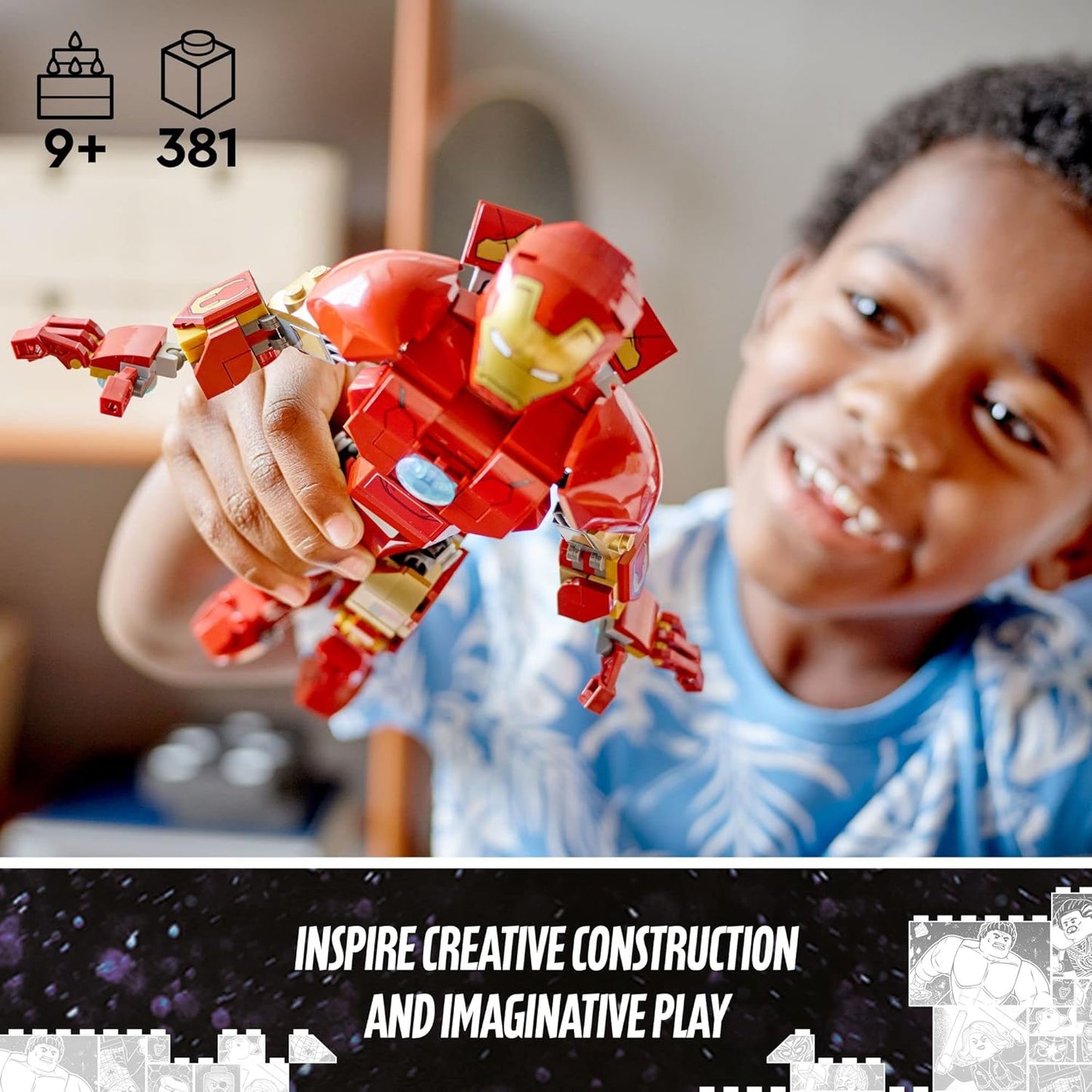 LEGO Marvel Iron Man Figure Collectible Buildable Toy for Kids - 381 Pieces (New, Damaged Retail Box)