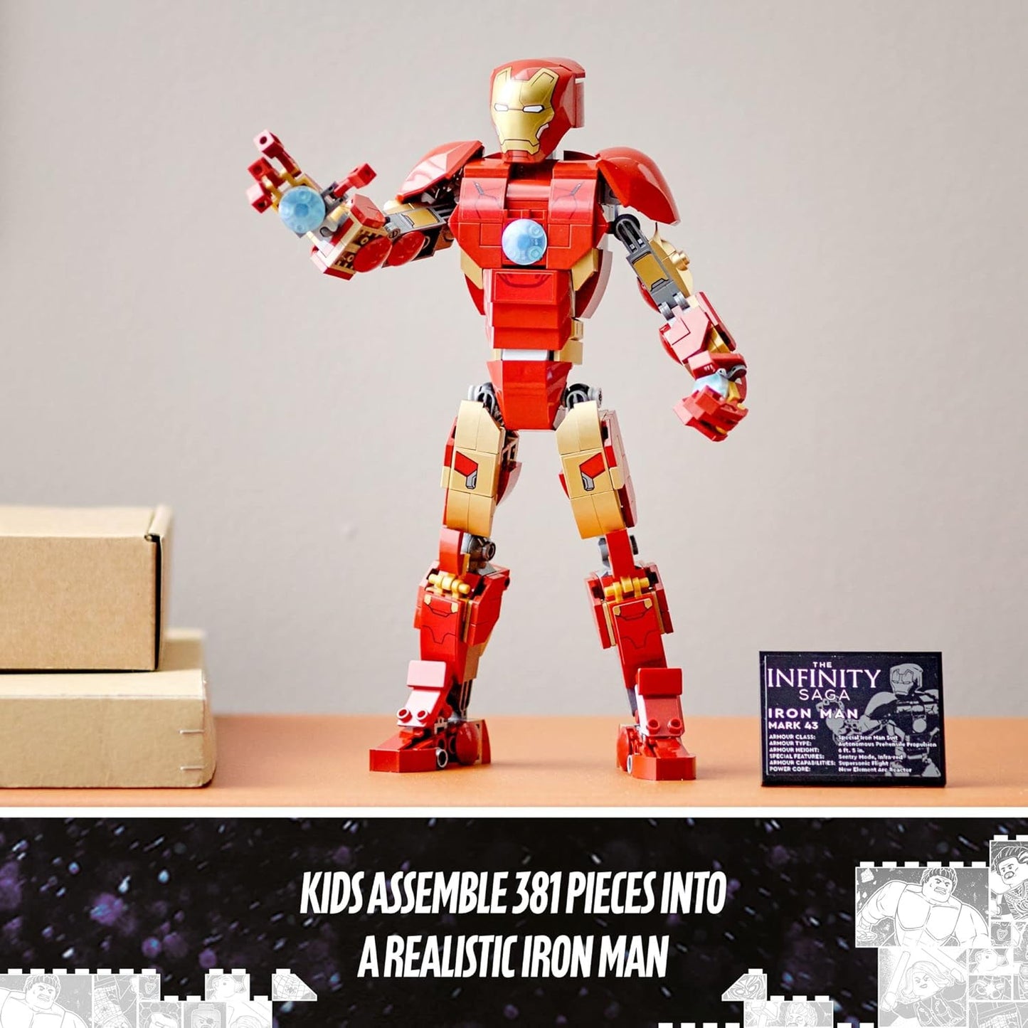 LEGO Marvel Iron Man Figure Collectible Buildable Toy for Kids - 381 Pieces (New, Damaged Retail Box)