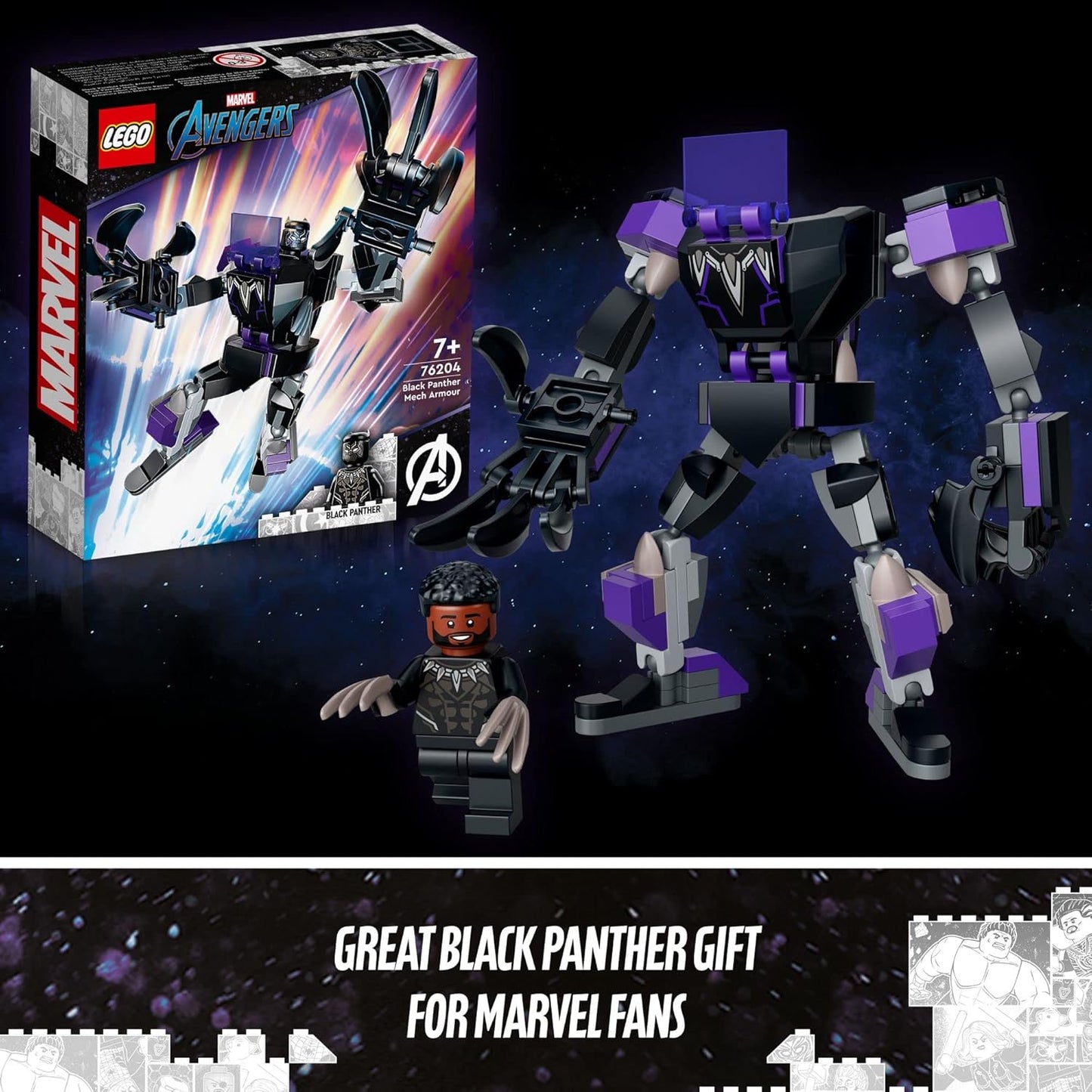 LEGO Marvel Black Panther Mech Armor 76204 Plastic Building Kit - 125 Pieces (New, Damaged Retail Box)