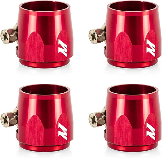 Mishimoto MMHXF-08-4-RD -8AN Hex Hose Finisher Aluminum Clamp Set - Red (New)