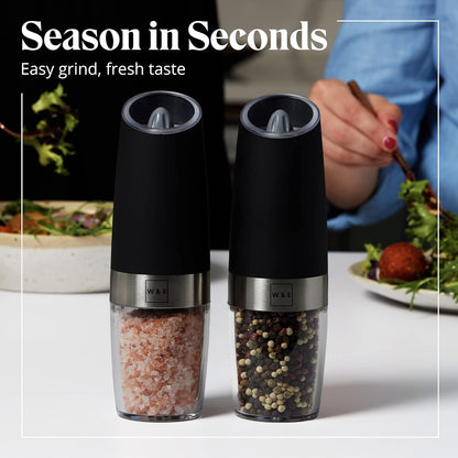 Willow & Everett Battery-Operated Electric Salt and Pepper Grinder Set - Black (Used)