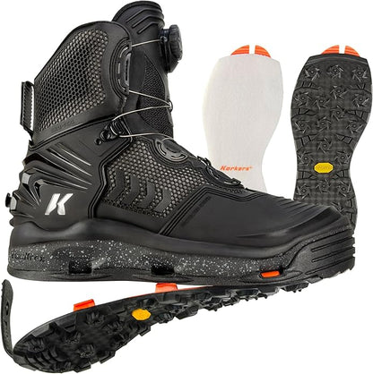Korkers River Men's Ops Boa Wading Snow Boot, Interchangeable Felt & Vibram Sole (Like New)