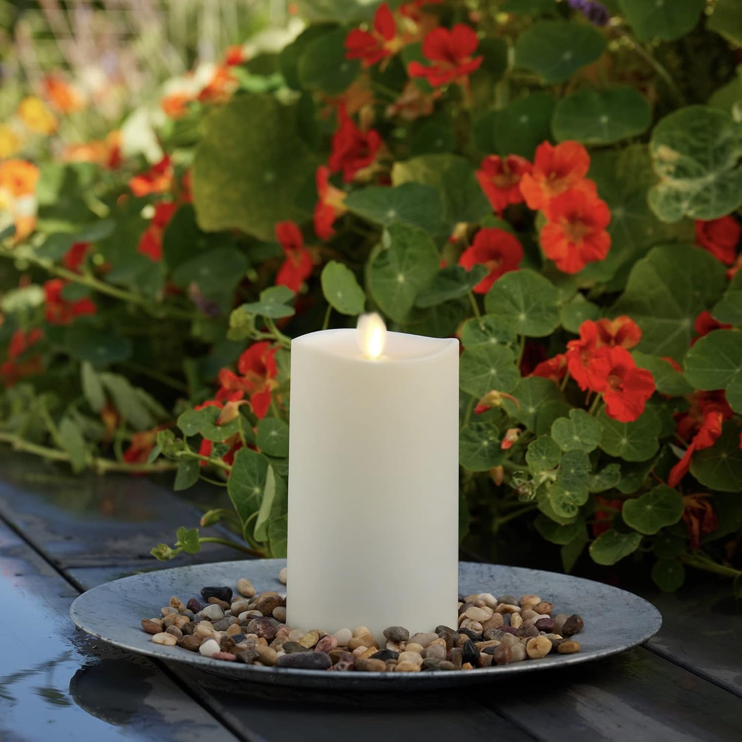 Luminara Waterproof Outdoor Flameless Melted Edge LED Candle, Battery Operated (Used)
