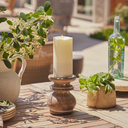 Luminara Outdoor Moving Flame Cordless LED Candle for Decor, White, 3.25" x 4.5" (Like New)