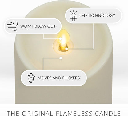 Luminara Outdoor Moving Flame Cordless LED Candle for Decor, White, 3.25" x 4.5" (Used)