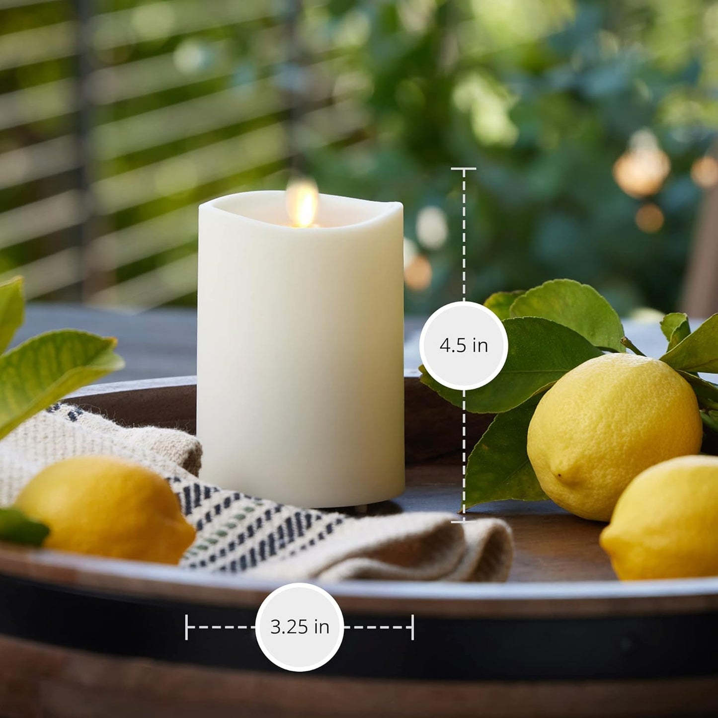 Luminara Outdoor Moving Flame Cordless LED Candle for Decor, White, 3.25" x 4.5" (Used)