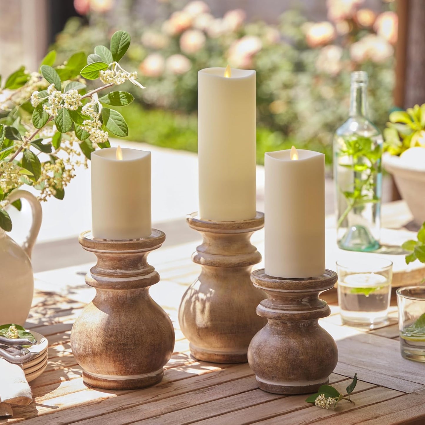 Luminara Outdoor Moving Flame Cordless LED Candle for Decor, White, 3.25" x 4.5" (Used)