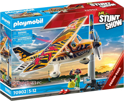 Playmobil Air Stunt Show Tiger Propeller Plane Toy Playset - 43 Pieces, One Size (Like New, No Retail Box)