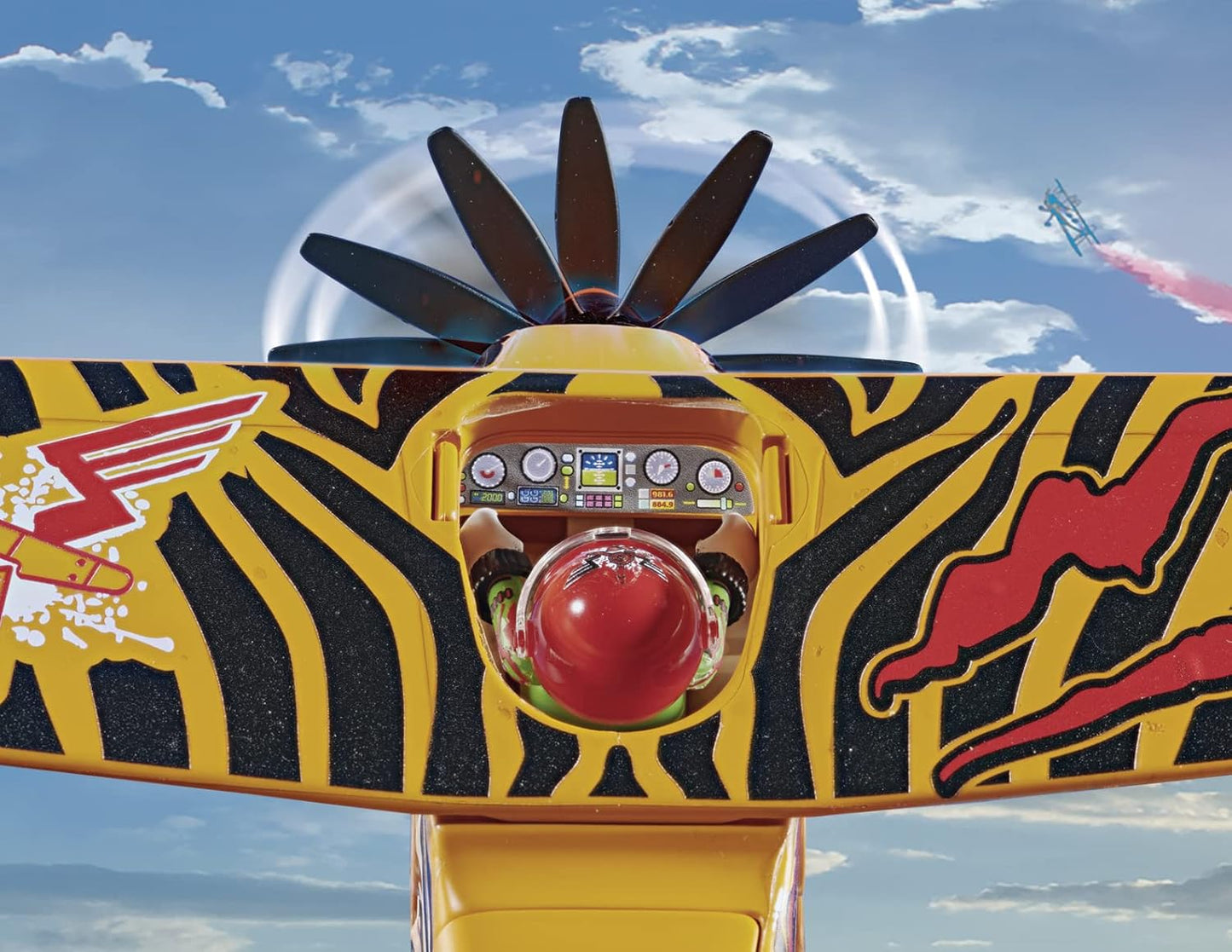 Playmobil Air Stunt Show Tiger Propeller Plane Toy Playset - 43 Pieces, One Size (Like New, No Retail Box)