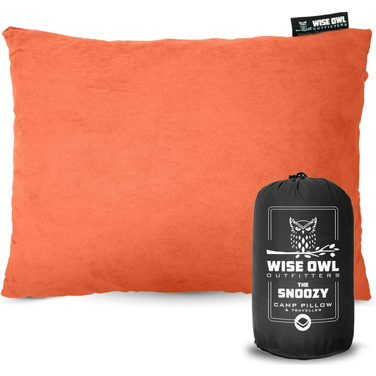 Wise Owl Outfitters Camping Essentials & Travel Washable Pillow, Medium - Rust- (Like New)