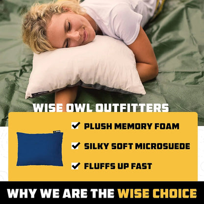 Wise Owl Outfitters Camping Essentials & Travel Washable Pillow, Medium - Rust- (Like New)