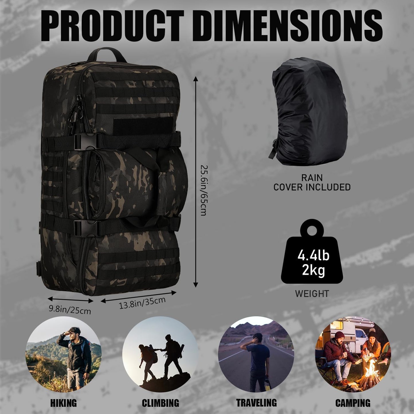 Protector Plus Waterproof Tactical Travel Backpack with 9-Pockets for Adult (Like New, No Retail Box)