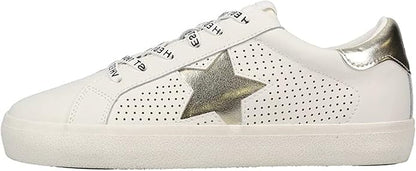 VINTAGE HAVANA Womens Gadol Perforated Casual Sneakers Shoes, Gold & White - 6.5 (Like New, Damaged Retail Box)