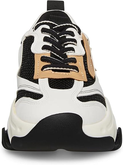 Steve Madden Women's Possession Platform Sneakers Fits Narrow, Black/Tan, Size 8 (Like New, Damaged Retail Box)