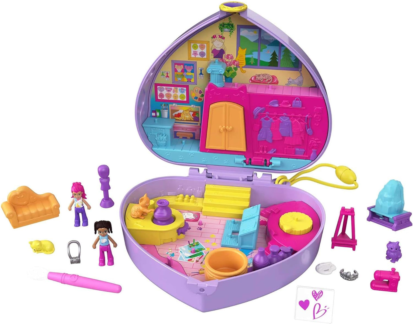 Polly Pocket Starring Shani Art Studio Mini Dolls Playset for Kid, Standard Size (Like New)