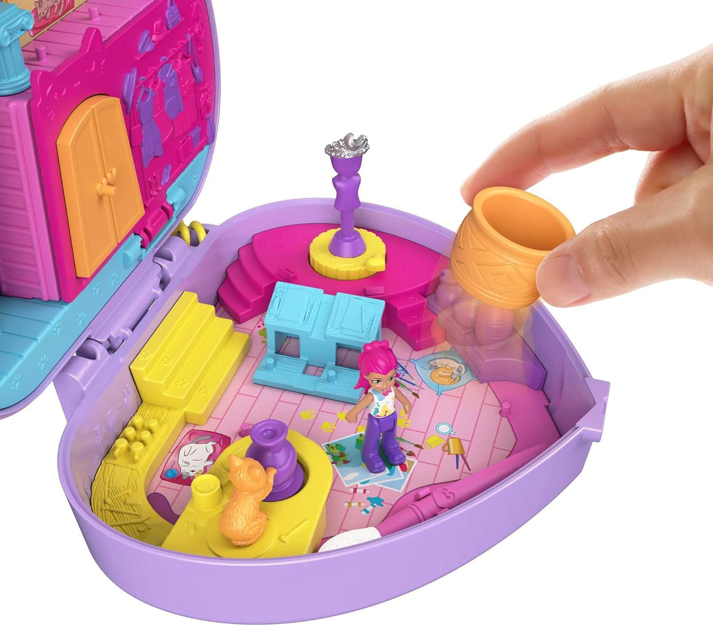 Polly Pocket Starring Shani Art Studio Mini Dolls Playset for Kid, Standard Size (Like New)