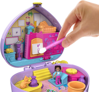 Polly Pocket Starring Shani Art Studio Mini Dolls Playset for Kid, Standard Size (Like New)