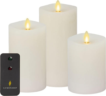 Luminara Realistic Battery Operated Flameless Pillar Candles, Moving Flame (Used)