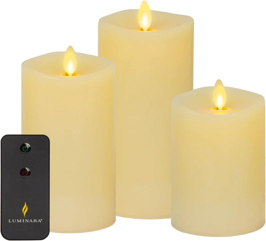 Luminara Realistic Battery Operated Flameless Pillar Candles, Moving Flame (Used)