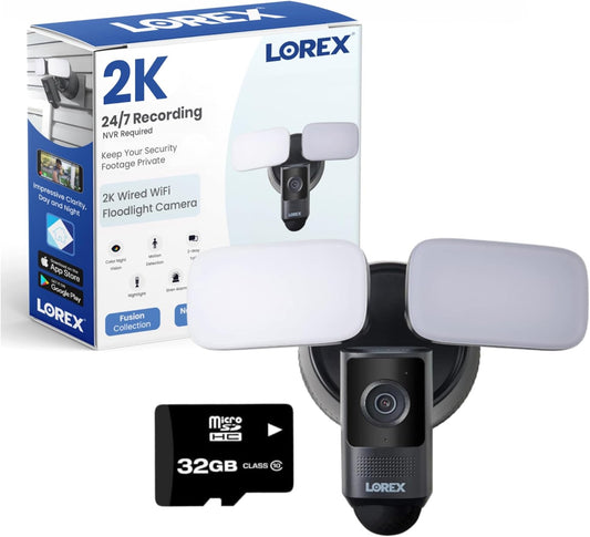Lorex W452ASDB-E Outdoor Floodlight Security Camera w/ Color Night Vision, Black (Like New)