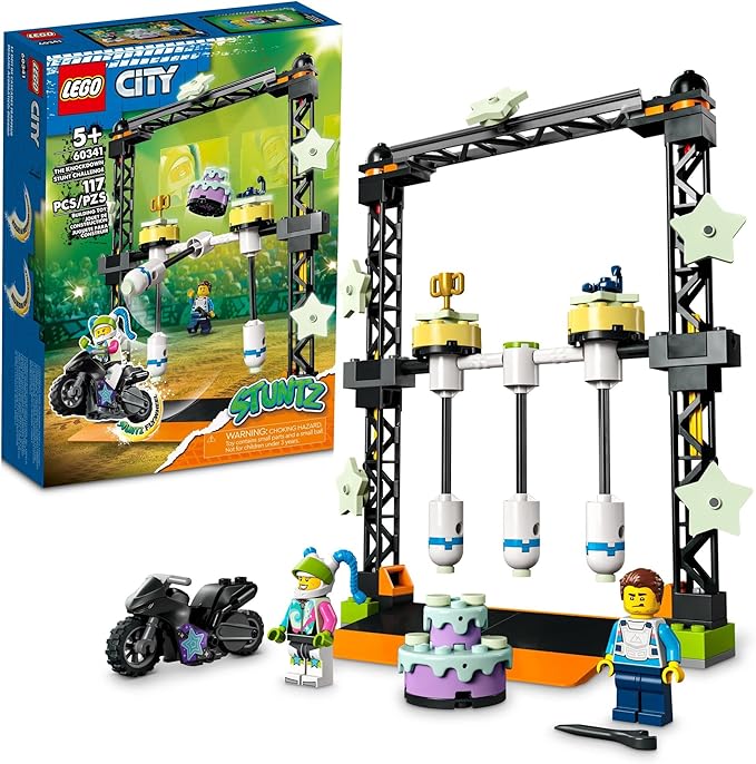 LEGO City Stuntz Knockdown Stunt Challenge Playset 60341 for Kid Age 5+, 117 Pcs (New, Damaged Retail Box)