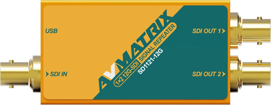 AVMATRIX SD1121-12G 1x2 12G-SDI Signal Repeater - Auto Detects SD/HD/3G/6G and 1 (Like New)