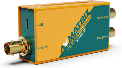 AVMATRIX SD1121-12G 1x2 12G-SDI Signal Repeater - Auto Detects SD/HD/3G/6G and 1 (Like New)