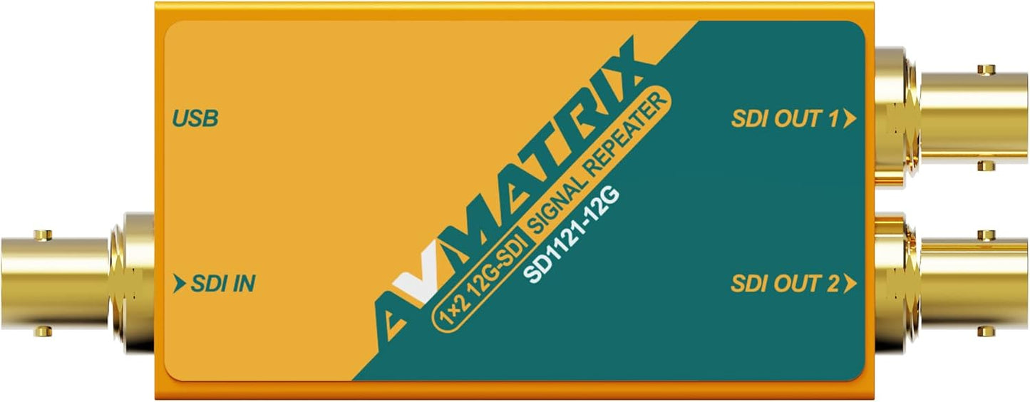 AVMATRIX SD1121-12G 1x2 12G-SDI Signal Repeater - Auto Detects SD/HD/3G/6G and 1 (Like New)