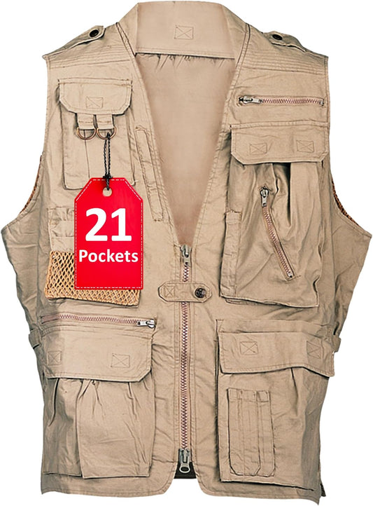 CAMPCO Humvee Photography Utility Vest w/ 21 Pockets for Camping & Travel, Khaki (Like New)