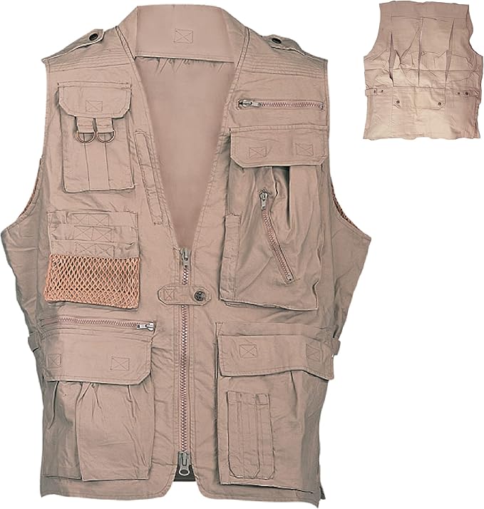 Campco Humvee Photography Safari Or Travel Vest, Cotton for Men and Women, Khaki (Like New)