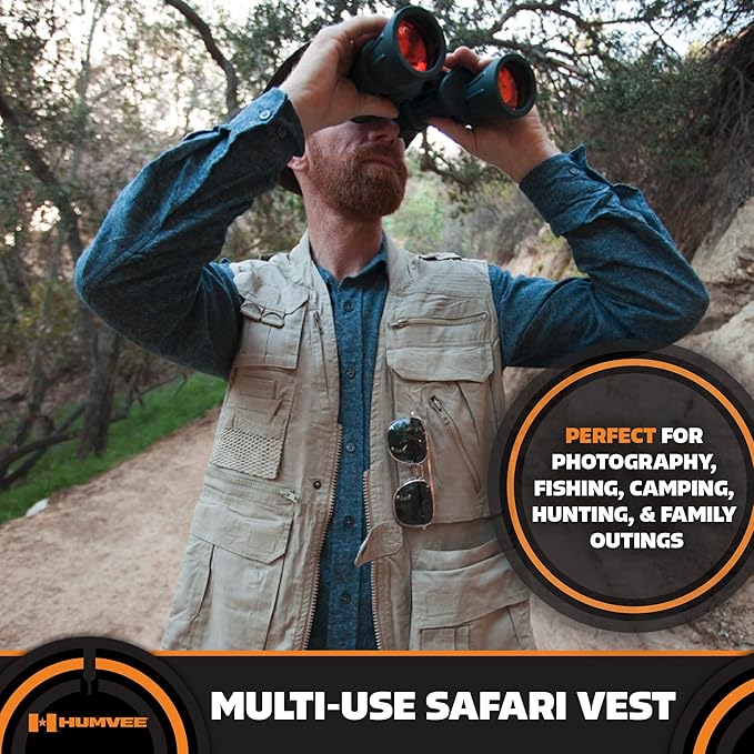 Campco Humvee Photography Safari Or Travel Vest, Cotton for Men and Women, Khaki (Like New)