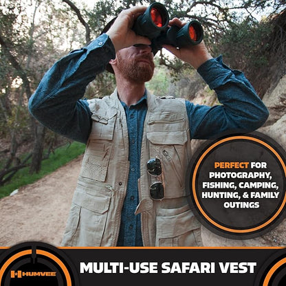 Campco Humvee Photography Safari Or Travel Vest, Cotton for Men and Women, Khaki (Like New)