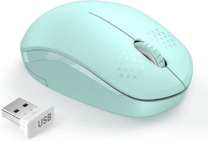 Seenda Portable 2.4G Noiseless Wireless Mouse with USB Receiver - Mint Green (New, Damaged Retail Box)
