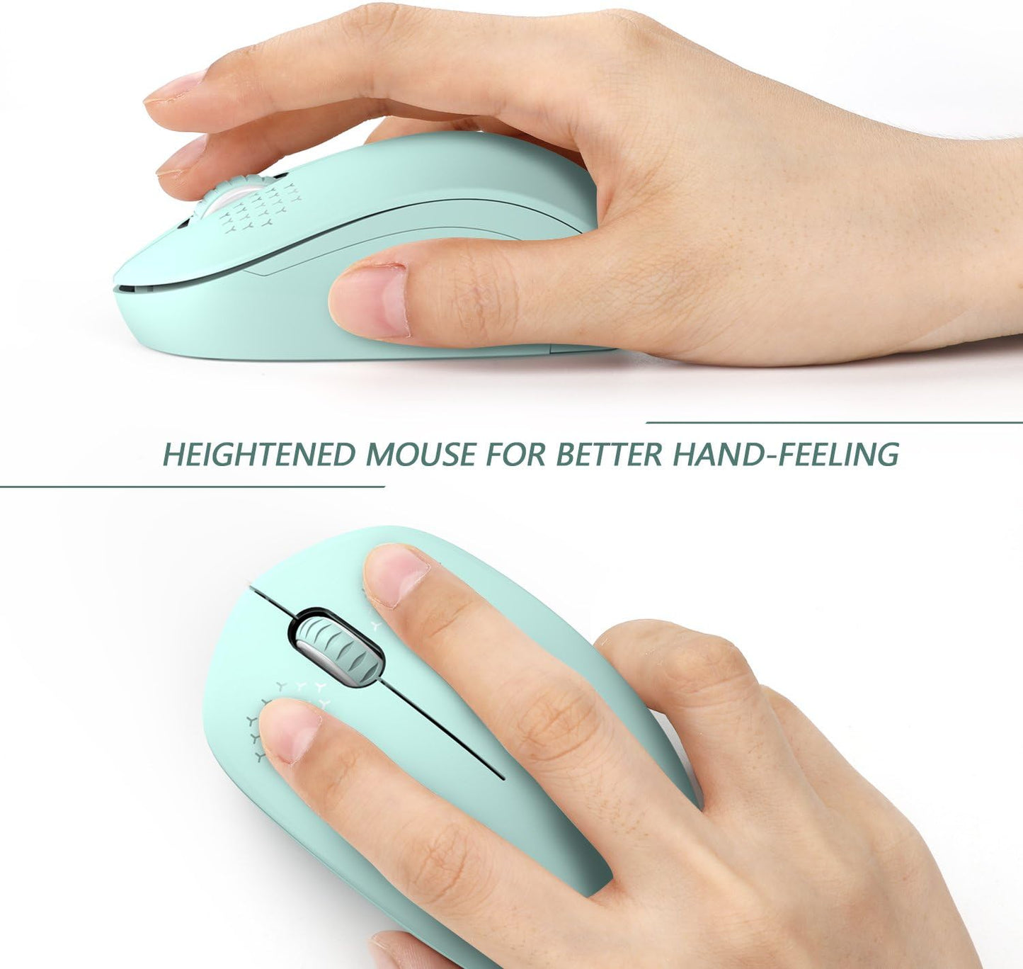 Seenda Portable 2.4G Noiseless Wireless Mouse with USB Receiver - Mint Green (New, Damaged Retail Box)
