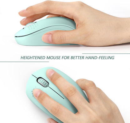 Seenda Portable 2.4G Noiseless Wireless Mouse with USB Receiver - Mint Green (New, Damaged Retail Box)