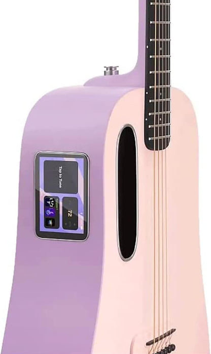 HogoR Blue Lava Touch 36" Right-Hand Smart Acoustic Electric Guitar, Coral Pink (Like New)