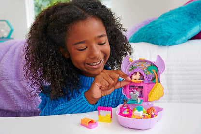 Polly Pocket Flower Compact Plastic Playset Toy for Kid, 14 Pieces, Small Size (Like New)