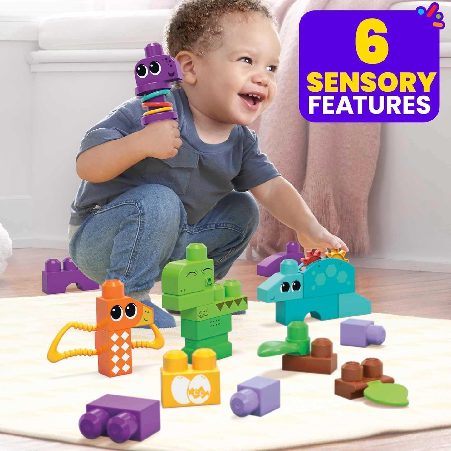 Fisher-Price Mega Bloks Toddler Dino Plastic Building Blocks Toy Set, 24 Pieces (Like New)