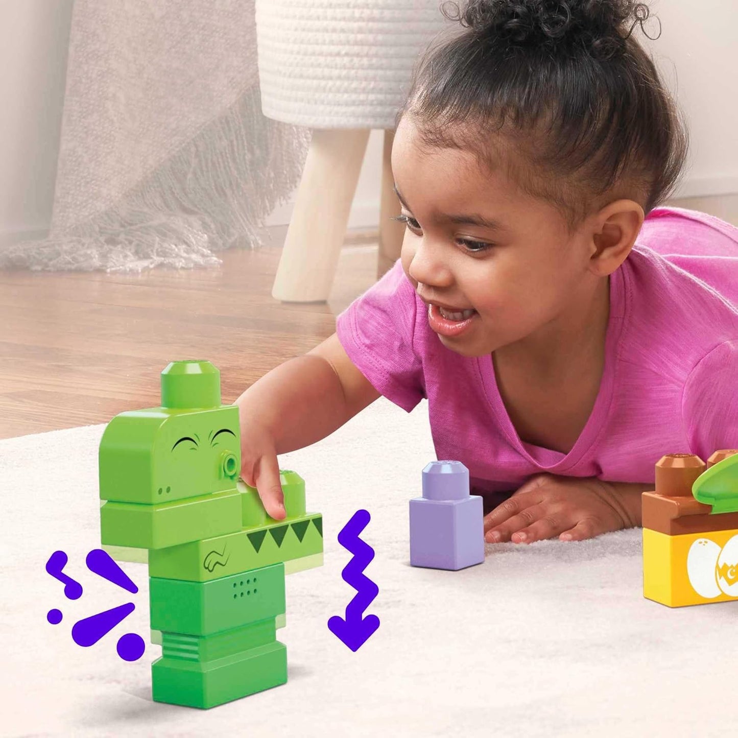 Fisher-Price Mega Bloks Toddler Dino Plastic Building Blocks Toy Set, 24 Pieces (Like New)
