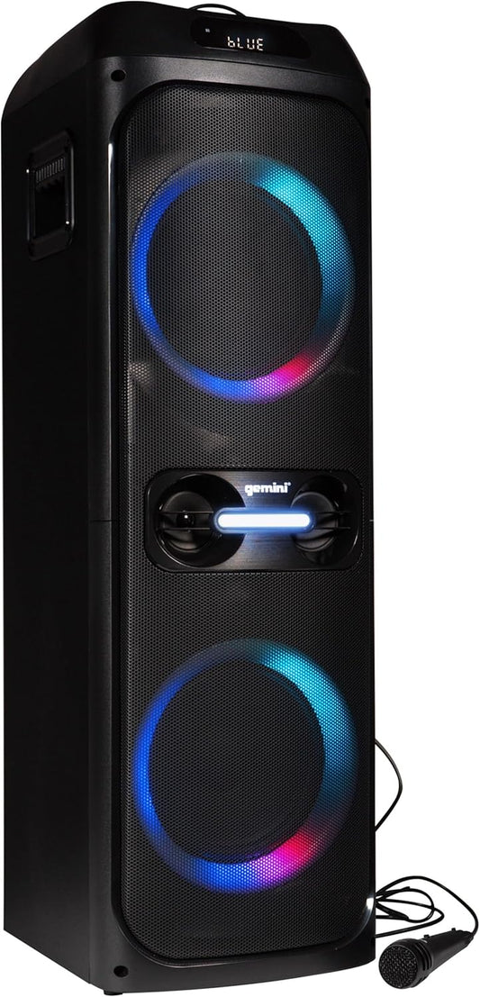 Gemini Sound GHK-2800 Party Speaker with Microphone and Remote, Black - Size 8" (Like New)