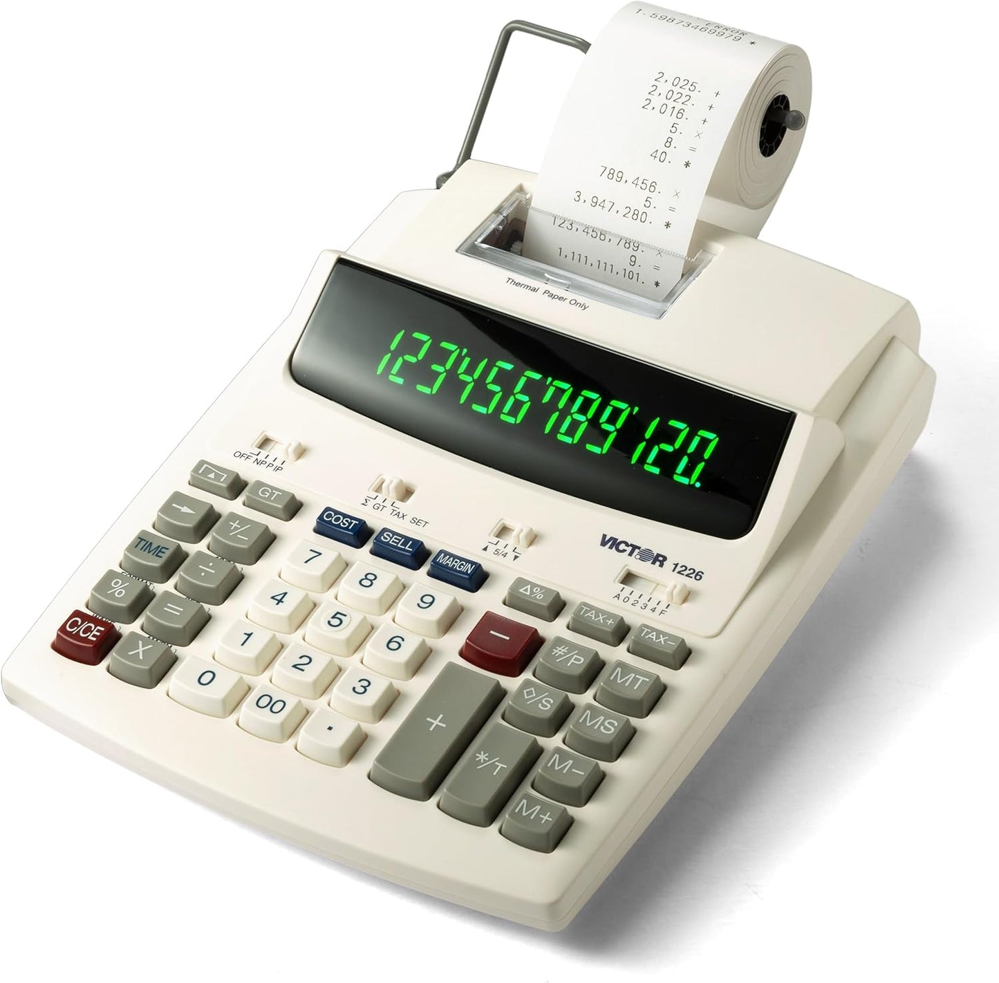 Victor 1226 12-Digit Thermal Printing Calculator,8 LPS Printing Speed, Off-White (Used)