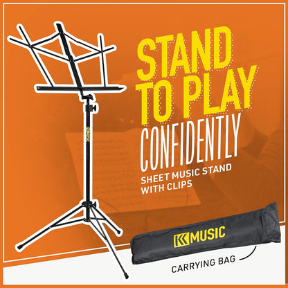 KK Music Portable Alloy Steel Folding Music Stand w/Tripod Base & Bag - Black-- (Used)