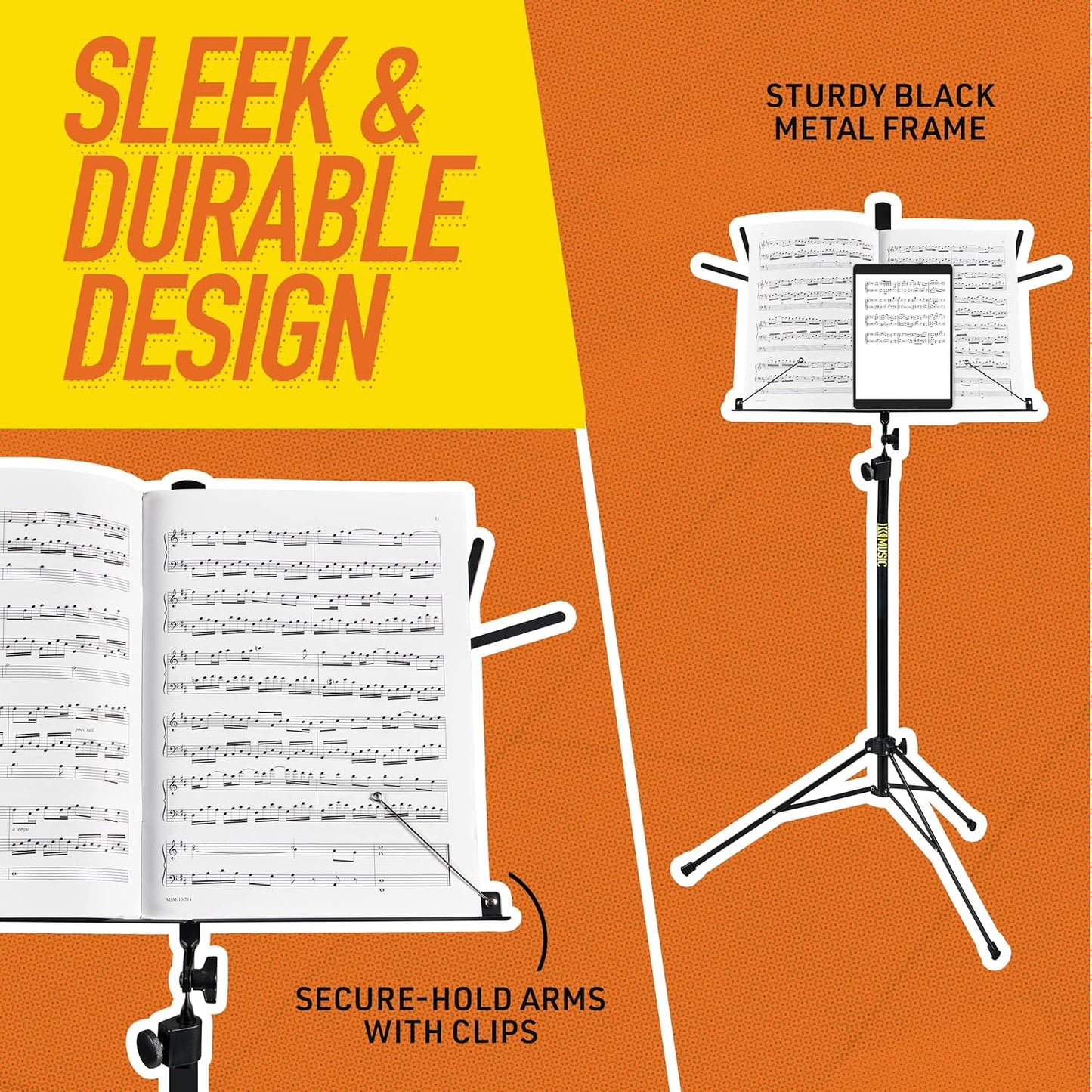 KK Music Portable Alloy Steel Folding Music Stand w/Tripod Base & Bag - Black-- (Used)
