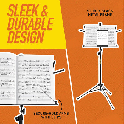 KK Music Portable Alloy Steel Folding Music Stand w/Tripod Base & Bag - Black-- (Used)
