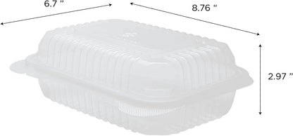TEA ZONE Polypropylene Karat Clamshell Take Out Food Containers, Clear - 9" x 6" (Like New)