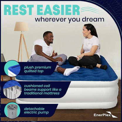 EnerPlex Portable Inflatable Blow Up Air Mattress with Detachable Electric Pump (Used, No Retail Box)