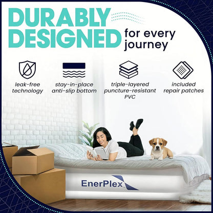 EnerPlex Portable Inflatable Blow Up Air Mattress with Detachable Electric Pump (Used, No Retail Box)