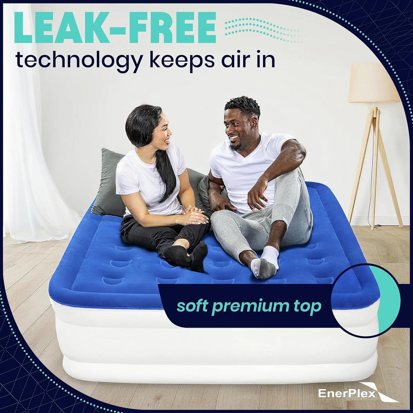 EnerPlex Portable Inflatable Blow Up Air Mattress with Detachable Electric Pump (Used, No Retail Box)