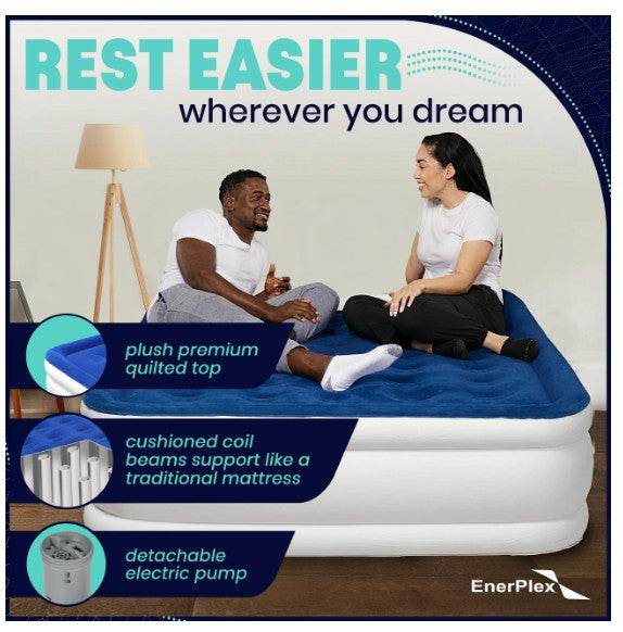 EnerPlex 18" Double Height Portable Air Mattress with Electric Pump - Twin Size (Used)